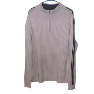 XG Men's XL Cream Half-Zip Winter Sweater Striped Sleeves